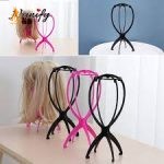Support de Perruque Portable Nunify – Plastique Durable, Pliable, Noir/Rose